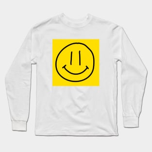 Smiley face black and yellow background Long Sleeve T-Shirt